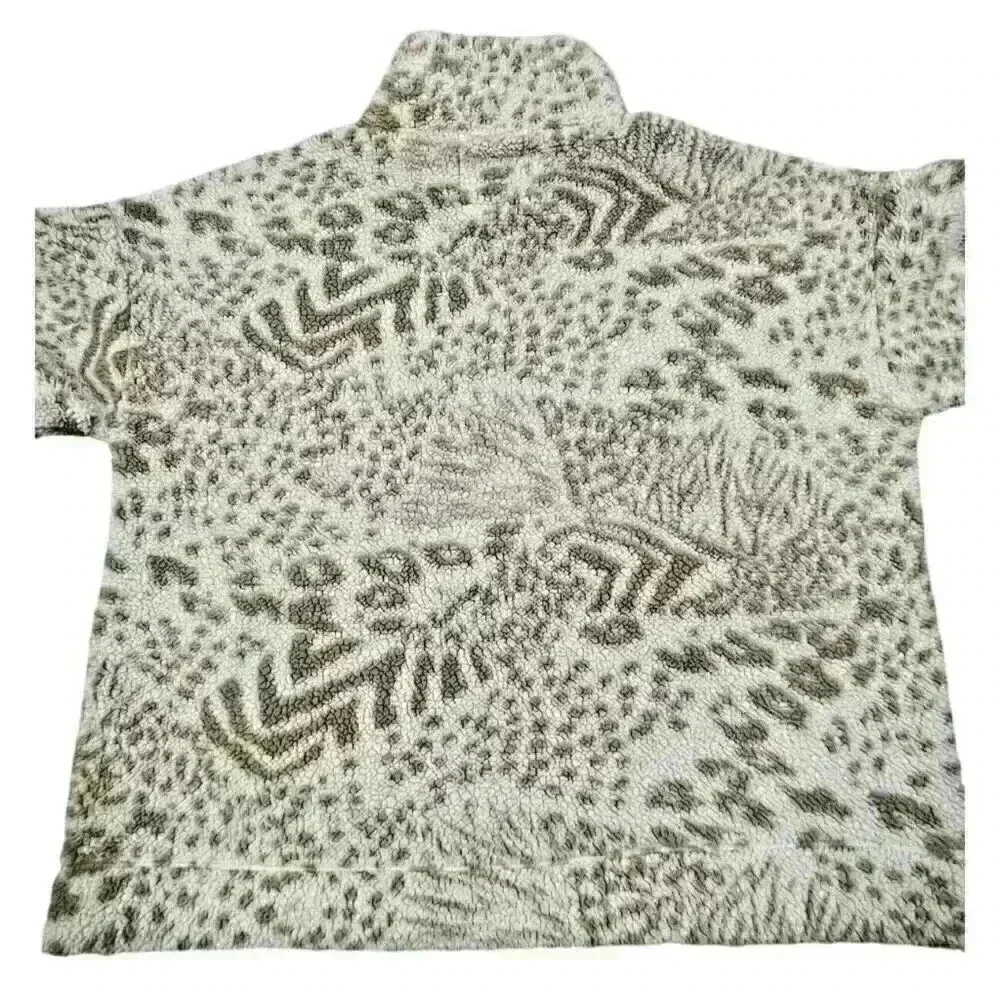 American Eagle Sherpa 1/4 Zip Pullover Medium Cream Animal Print Cozy